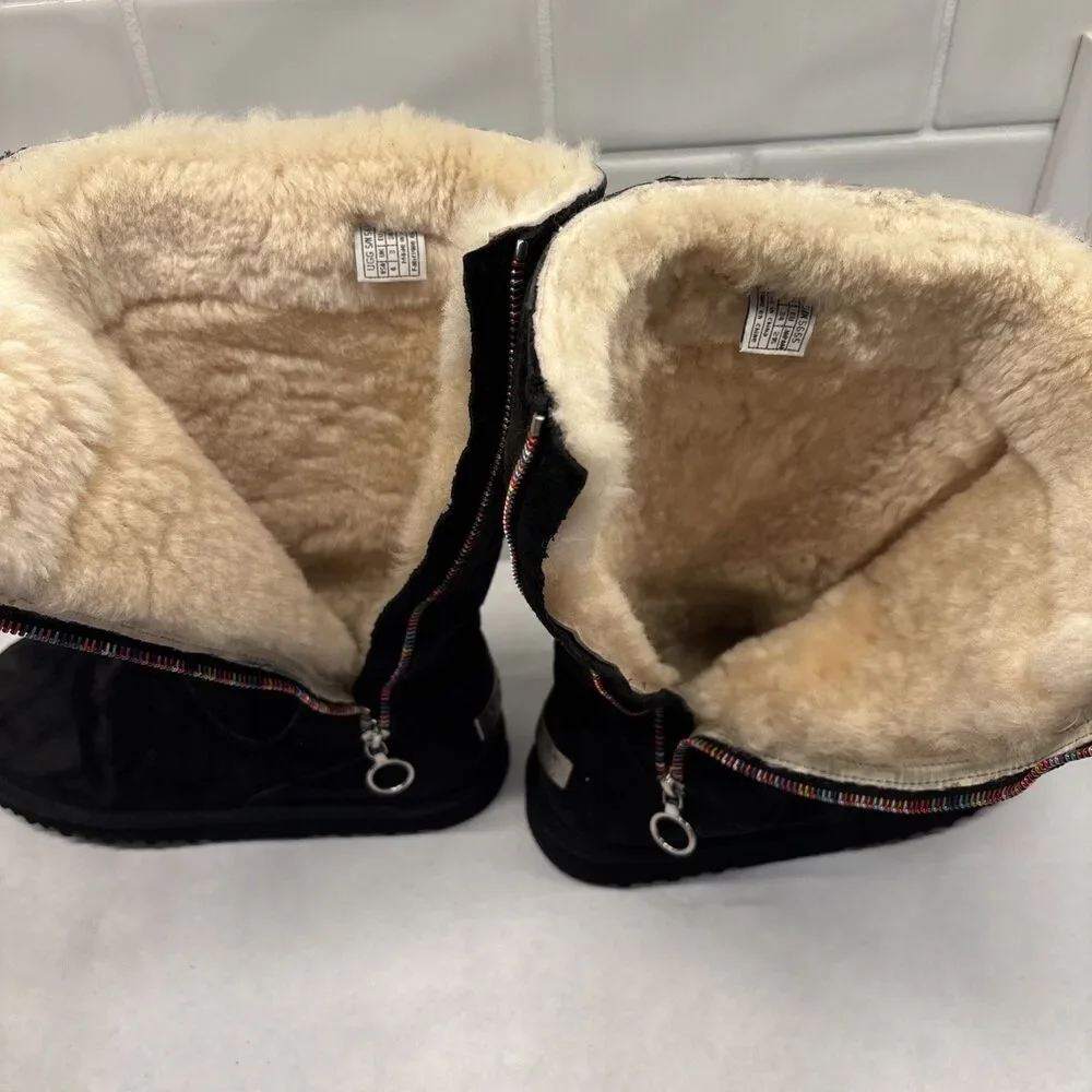 UGG 5654 Multicolor Rainbow Zipper Snow Boot Size 5 Black EUR 35‎ / UK 4…...L39